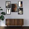 Composição 5 Quadros Decoração Moderna Abstrata Sala - com Vidro:moldura Preta - 1