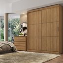 Ver imagem 1 de Guarda-Roupa Casal 2 Portas de Correr 2 Gavetas 170x54x225cm Comfort Marrom Almendra