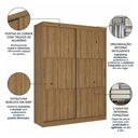 Ver imagem 5 de Guarda-Roupa Casal 2 Portas de Correr 2 Gavetas 170x54x225cm Comfort Yescasa Marrom Almendra