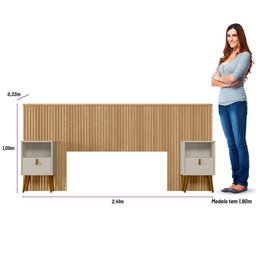 Conjunto Cabeceira Casal em Ripado Ilhabela com 2 Mesas de Cabeceira Búzios e Par de Frame Linea Bra - 7