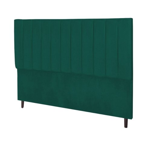 Cabeceira Estofada Queen 160cm Chiara Suede Azul Tiffany