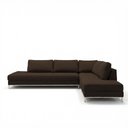Ver imagem 2 de Sofá de Canto 5 Lugares com Chaise Lado Direito em Veludo Marrom 293x200cm