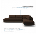 Ver imagem 4 de Sofá de Canto 5 Lugares com Chaise Lado Direito em Veludo Marrom 293x200cm