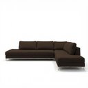 Ver imagem 2 de Sofá de Canto 5 Lugares com Chaise Lado Direito em Veludo Marrom 293x200cm