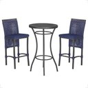 Ver imagem 1 de Mesa Bistrô 2 Banquetas Roma Preta Corda Estofado 10 Trama Azul