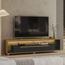 Ver imagem 2 de Painel Ripado com Led London e Rack Loop com Rodízios Tv 70 Polegadas 218cmx177cm