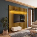 Ver imagem 3 de Painel Ripado com Led London e Rack Loop com Rodízios Tv 70 Polegadas 218cmx177cm