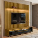 Ver imagem 1 de Rack com Painel Ripado para TV até 70 Polegadas com LED MDF 177CMX218CM London e Loop com Rodízios