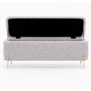 Ver imagem 5 de Puff Baú Bella 90cm Pés Alumínio Dourado Bouclé Cinza - Sallar Home