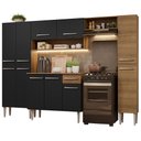 Ver imagem 3 de Armário de Cozinha Completa 261cm Rustic/Preto Emilly Hit Madesa