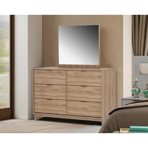 Cômoda de Quarto 1160 C/ 6 Gavetas C/ Espelho Noce - Carraro