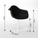 Ver imagem 2 de Mesa Jantar Redonda 110cm Amêndoa Clips 3 Pés com 5 Poltronas Pretas Ferro Branco Marrom