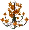 Ver imagem 1 de Lustre Rústico Artesanal Sala de Jantar Moderna com Flores 06 Lâmpadas - Laranja