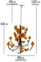 Ver imagem 3 de Lustre Rústico Artesanal Sala de Jantar Moderna com Flores 06 Lâmpadas - Laranja