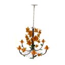Ver imagem 2 de Lustre Rústico Artesanal Sala de Jantar Moderna com Flores 06 Lâmpadas - Laranja
