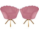 Ver imagem 1 de Kit 2 Poltronas Decorativa Pétala Base Giratória Madeira Suede Rosa Mz Decor