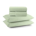 Ver imagem 1 de Jogo Cama Lençol Casa Scarpa Sonnet Queen Malha Lisa Algodão Macio 4 Peças - Verde Claro