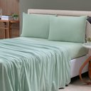 Ver imagem 3 de Jogo Cama Lençol Casa Scarpa Sonnet Queen Malha Lisa Algodão Macio 4 Peças - Verde Claro
