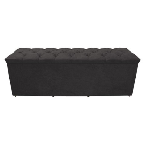 Calçadeira Baú Paris King 195 Cm Botão Strass Suede Grafite do Lar Móveis