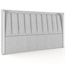 Ver imagem 1 de Cabeceira Cama Box Casal Estofada com LED 140cm Moan P05 Linho Cinza Claro - Lyam Decor
