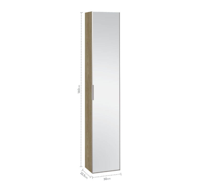 Armario Vertical Blu30 Wood com Porta Espelhada 30cm Bumi | MadeiraMadeira