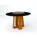 Ver imagem 1 de Mesa de Jantar Redonda Isabela 1,35m com Tampo Giratório Ypê/Preto/Café - New Ceval