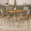 Ver imagem 1 de Conjunto Sala de Jantar Verona 4 Lugares Tampo MDP Aço Dourado 98.5cm Móveis Carraro
