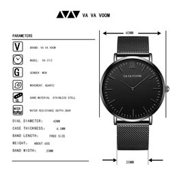 Relógio de Quartzo Masculino Va Va Voom Va-212 À Prova D'água Preto - 3