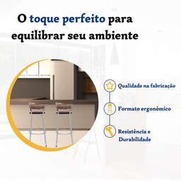 Kit 2 Banqueta Bistro para Cozinha Junco Cappuccino Àrea Gourmet Balcão Bancada bares Churrasqueira - 3