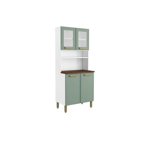 Kit de Cozinha Compacta Bella C/ 4 Portas (2 C/ Vidro) 80cm Verde - Bertolini