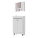 Ver imagem 2 de Conjunto de Banheiro Gabinete Lima 45cm com Cuba + Espelheira, 3 Portas C00450 Cor Branco - Ozini