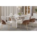 Ver imagem 3 de Mesa de Sala Jantar Yara C/ Tampo Madeirado C/ Vidro Curvo 170x90cm Off White/off White - Dj Móveis