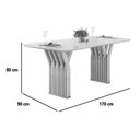 Ver imagem 2 de Mesa de Sala Jantar Yara C/ Tampo Madeirado C/ Vidro Curvo 170x90cm Off White/off White - Dj Móveis