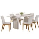 Ver imagem 4 de Mesa de Sala Jantar Yara C/ Tampo Madeirado C/ Vidro Curvo 170x90cm Off White/off White - Dj Móveis