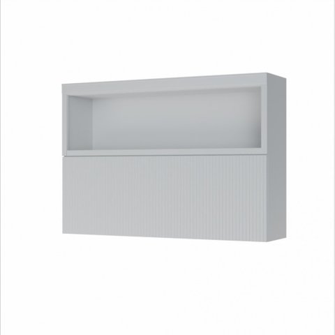 Armário Aéreo Modular 1 Porta Basculante Nesher Marquesa 120cm Ripado 100% Mdf