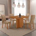 Ver imagem 1 de Mesa de Jantar Olímpia 90cm Tampo MDF Laminado Canto Copo com 4 Cadeiras Lisa
