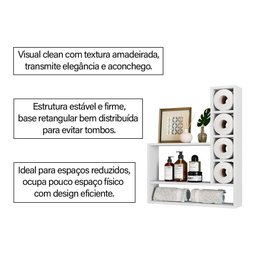 Nicho Multiuso para Papel Higiênico Decorativo Romenia Branco - 2