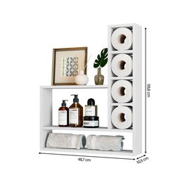 Nicho Multiuso para Papel Higiênico Decorativo Romenia Branco - 4