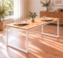 Ver imagem 5 de Mesa de Jantar Reforçada Industrial 170x80cm Tampo Bege Pés Branco