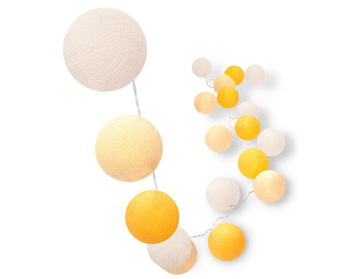 Bolinhas de Luz Cormilu Led, À Pilha, 10 Bolas (amarelo e Branco) 1.5m