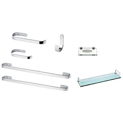 Suporte Kit de Acessórios para Banheiro 7 Peça Cromado