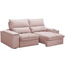 Ver imagem 5 de Sofá Retrátil Reclinável para Sala de Estar Living 210cm Nápoles F04 Veludo Rosê - Lyam Decor