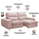 Ver imagem 3 de Sofá Retrátil Reclinável para Sala de Estar Living 210cm Nápoles F04 Veludo Rosê - Lyam Decor