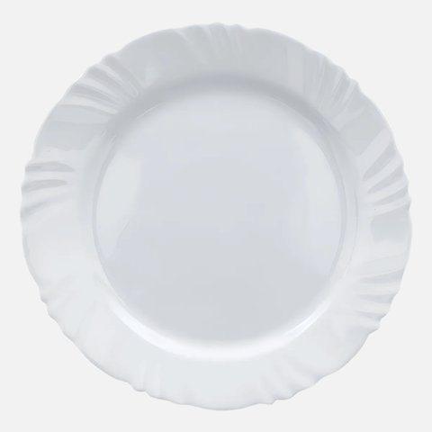 Prato Raso Pétala Nadir 25,5 cm em Vidro Opaline Branco - Kit com 24 Unidades