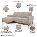 Ver imagem 3 de Sofá Living 200cm 3 Lugares com Chaise Esquerdo Kayrós D05 Boucle Bege - Mpozenato
