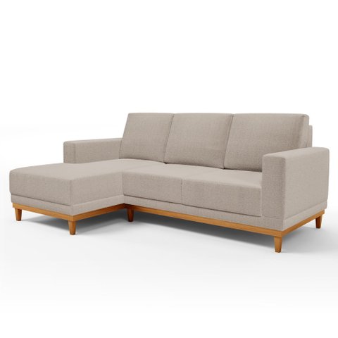 Sofá Living 200cm 3 Lugares com Chaise Esquerdo Kayrós D05 Boucle Bege - Mpozenato