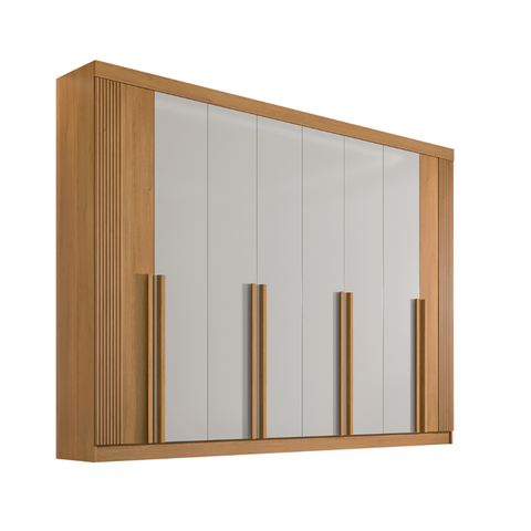 Guarda Roupa Casal Dyamond Ripado 8 Portas Cinamomo Off Whit