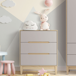 Berço Cômoda e Guarda Roupa Infantil Conjunto para Quarto de Bebê Cinza com Carvalho Quater - 4