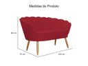 Ver imagem 2 de Kit Namoradeira + 2 Poltronas Decorativa Pétala Suede Vermelho Pés Madeira Ms Decor