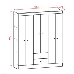 Guarda Roupa Casal 6 Portas 2 Gavetas Itália Branco Kits Paraná - 5